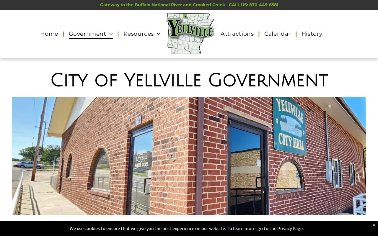 Official Yellville government page describing joint city and county law enforcement